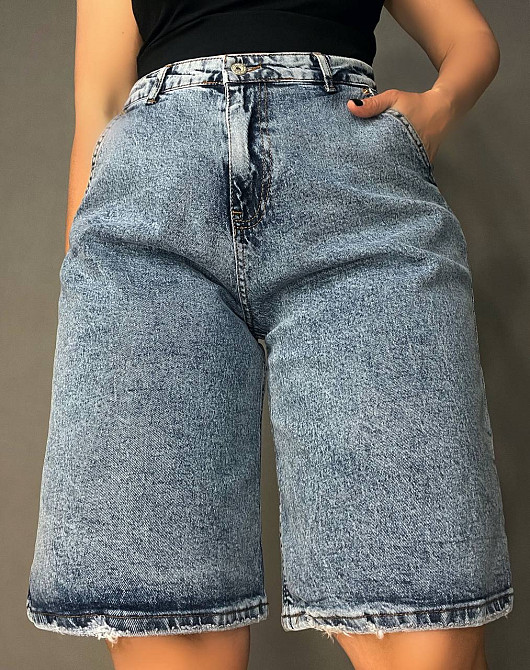 Шорти жіночі джинсові Its Basic 544-30 бермуди стрейч з рваним низом сині, синій, 31, 31, 80 см, 110 см Київ - фото 1