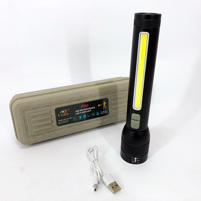 Портативный LED фонарь на батарее CB-C23-P90+COB, Усиленный ручной фонарик, Мощные фонарики CQ-59 Львов - изображение 5