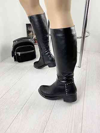 Чоботи жіночі D and V чорні натуральна шкіра зимові высота 39см размер 37 (2596) Коломыя