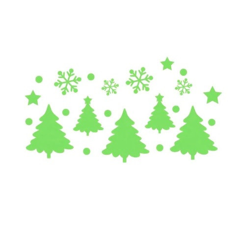 Новогодние наклейки на стекло Ёлочки 15 на 10 см салатовый Киев - изображение 2