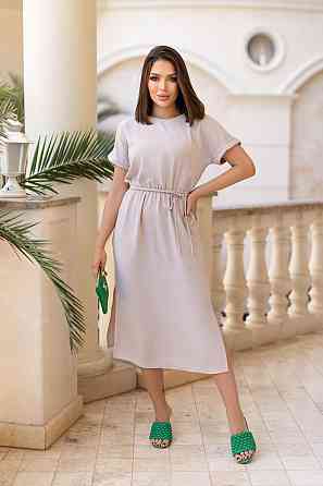 Женское платье миди со шнурком Rea 50-52, Бежевый Киев