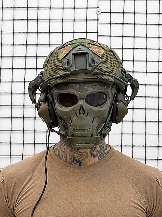 Тактический комплект шлем Fast Helmet + кавер + активные наушники М32 + крепление на шлем Винница - изображение 3