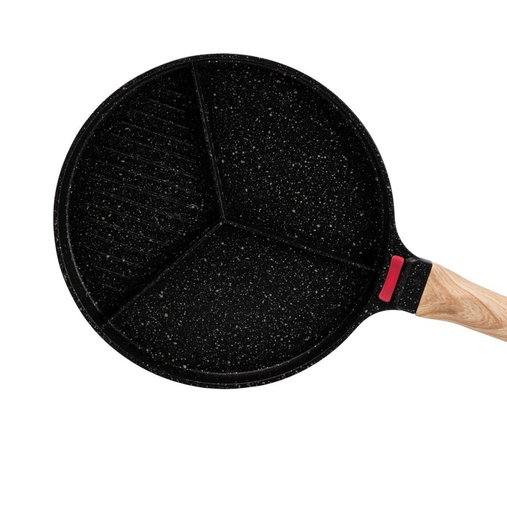 Breakfast Сковорода гриль Ø 25 см на три секції з антипригарним покриттям кругла чорна HP39575B Коломыя - изображение 2