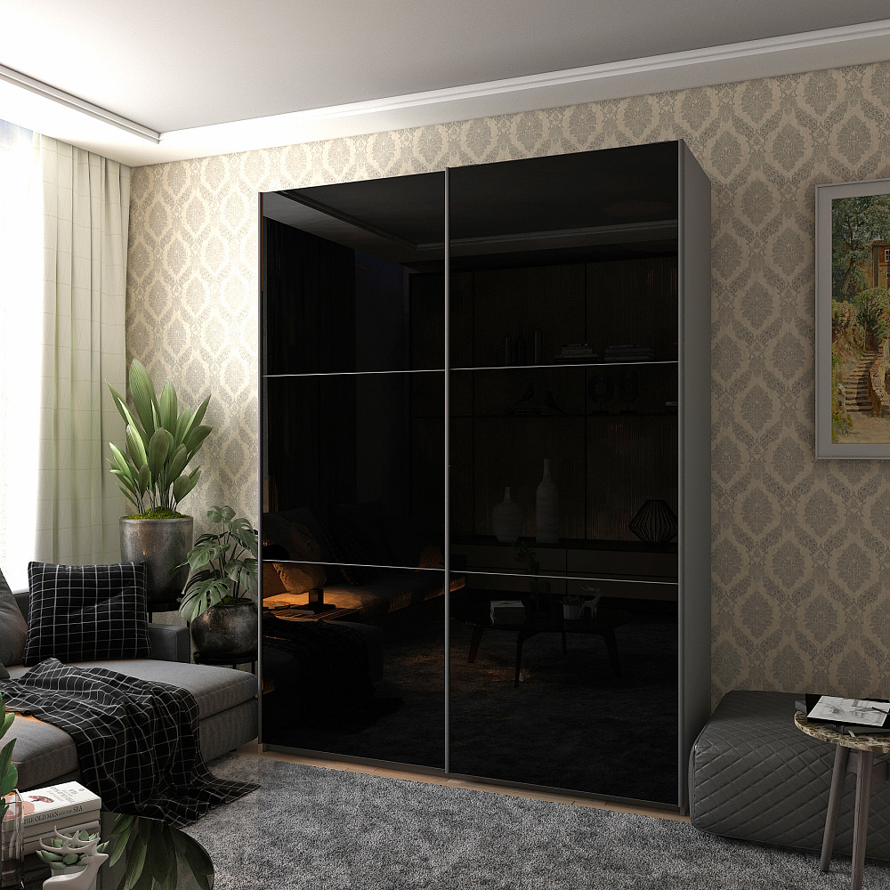 Шафа-купе двохдверна Doros G-Caiser 180х60х240 см Графіт/2 Чорних скла (DRS-011030) Львів - фото 1