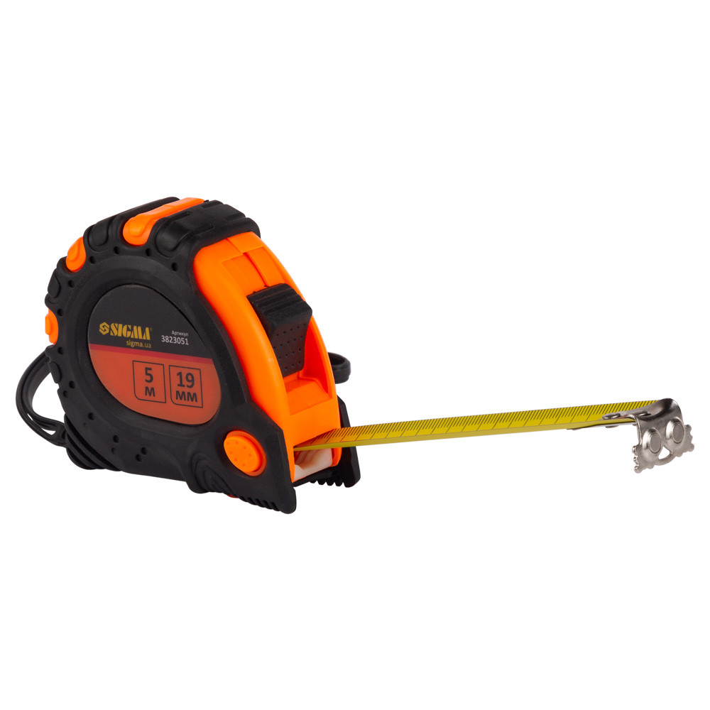 Sigma Рулетка магнитная обрезиненная JT фиксатор+тормоз 5м×19мм SIGMA (3823051) Коломыя - изображение 1