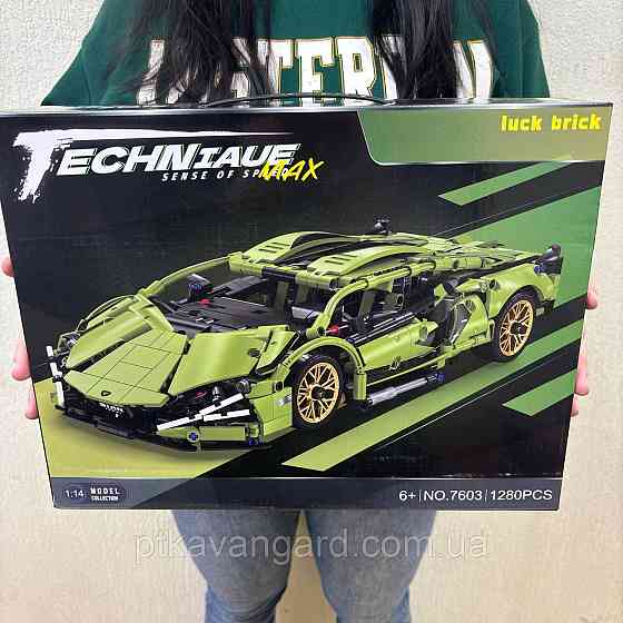 Конструктор автомобиль Lamborghini Sian суперкар машина Техник 1280 деталей 7603 зеленый Хмельницкий