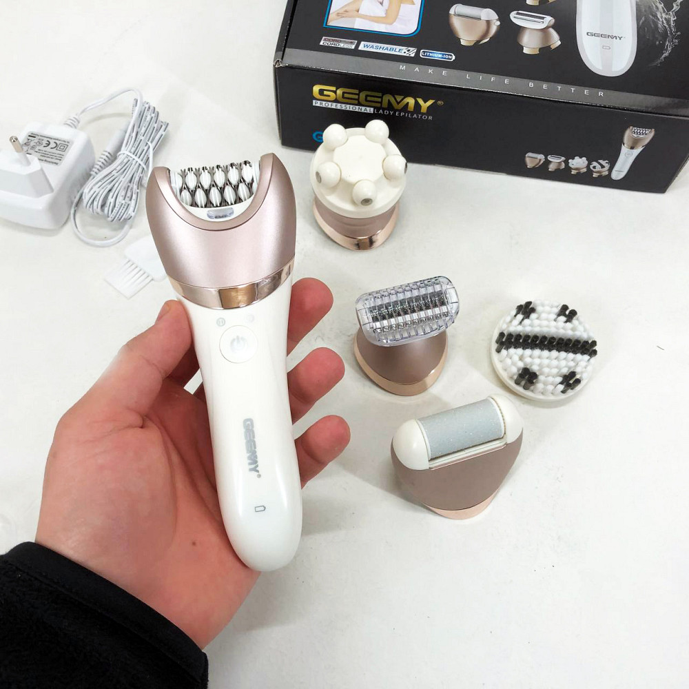 Эпилятор для ног с ионизацией GEMEI GM-7003, Триммер женский для лица и бикини Пилка рук и ног JW-78 Львов - изображение 1