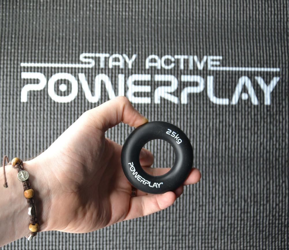 Еспандер кистьовий силіконовий PowerPlay PP-4324 Hand Grip Ring Hard 25 кг. Чорний Луцк - изображение 6