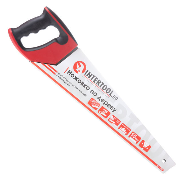 Ножівка по деревині, 450 мм, з гартованим зубом, потрійне заточування, 7 зуб/дюйм INTERTOOL HT-3105 Київ - фото 6