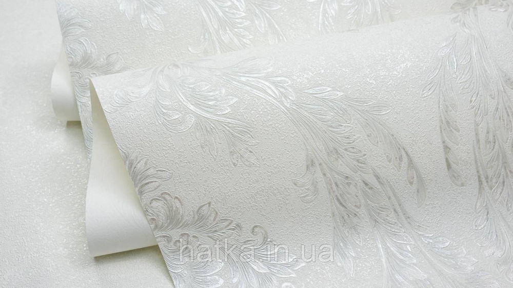Шпалери метрові вінілові на флізеліні Sintra Classic класика вензелю візерунки структурні сріблясті на білому 520017 Київ - фото 3