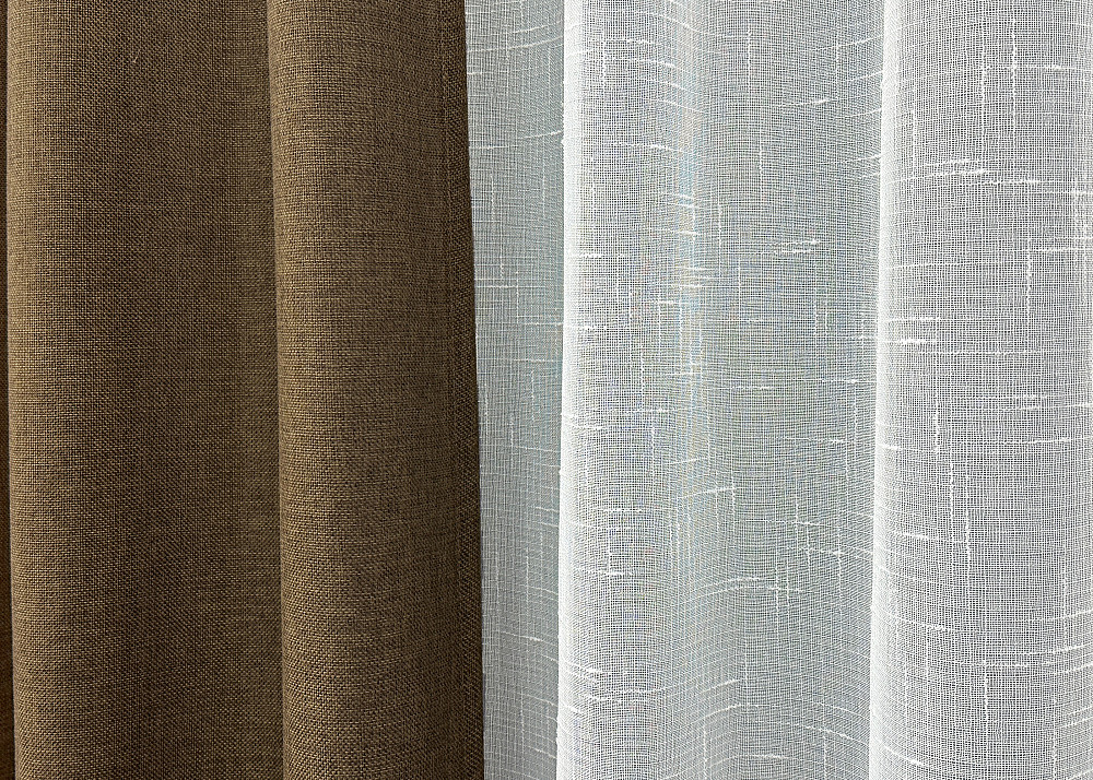 Комплект штор VR-Textil Лен Мешковина 200х270 2шт и Тюль 500х270 1476-115т Коричневый с белым 71-028/6 Киев - изображение 6