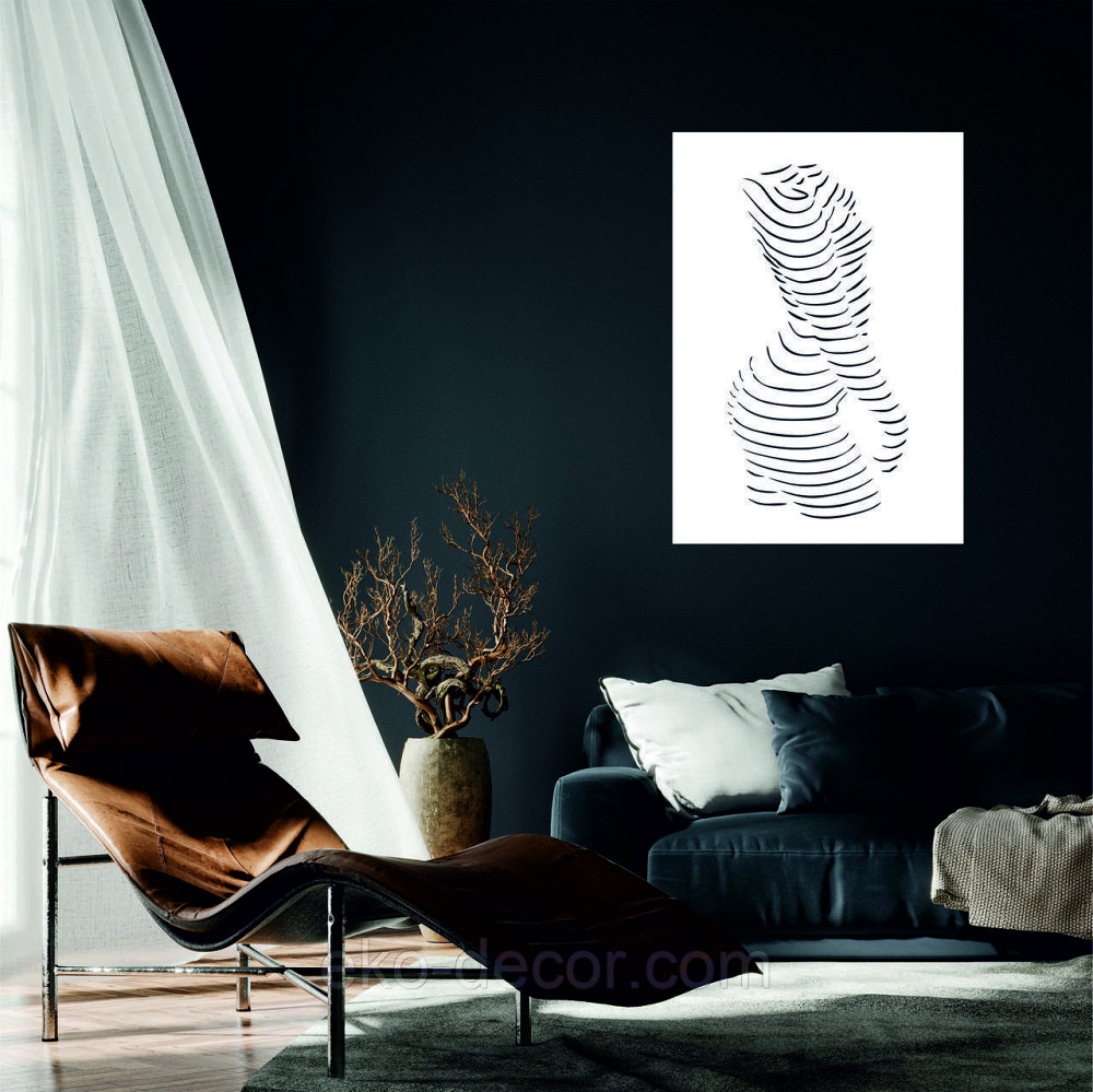 Декоративное настенное Панно «Силуэт женщины», Декор на стену 110*77 см, Белый Киев - изображение 1