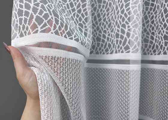 Короткий тюль жакард, висотою 1,5м, колір білий 1951т Київ