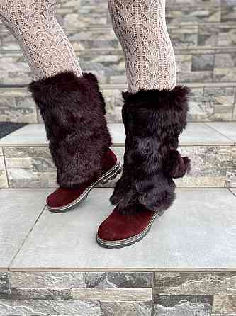 TopS Унти жіночі TopS бордові натуральна замша хутро зима (АР-65) Коломыя