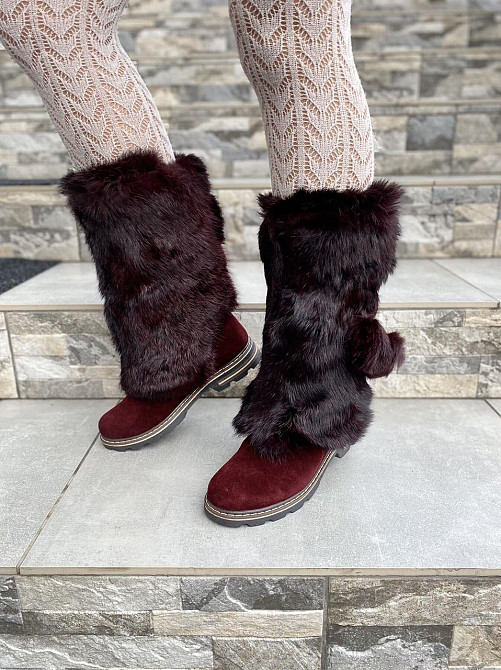 TopS Унти жіночі TopS бордові натуральна замша хутро зима (АР-65) Коломыя - изображение 4