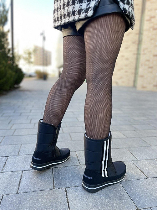 Прогресс Дутіки жіночі Progress чорні зима плащівка висота 21см (5300) Коломия - фото 8