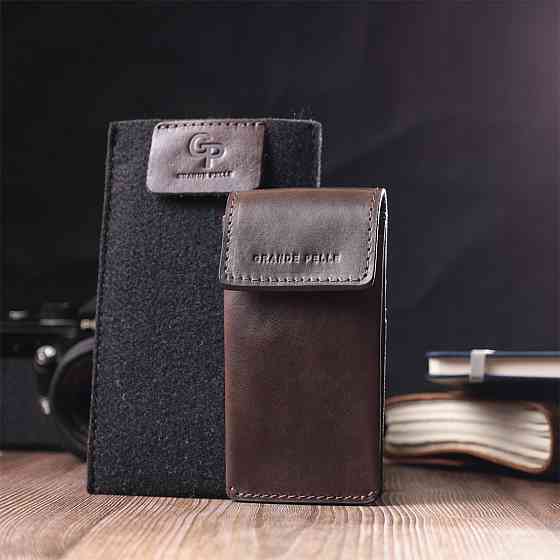 Оригинальная ключница в виде футляра из натуральной кожи Коричневый (GRANDE PELLE) Киев