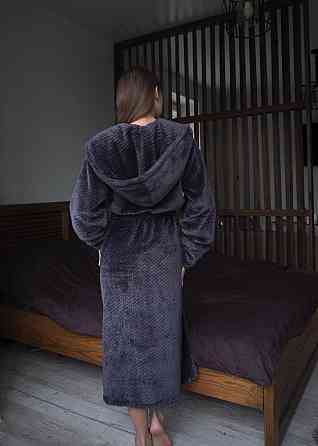 Женский махровый халат с капюшоном Графит, M/L Харьков