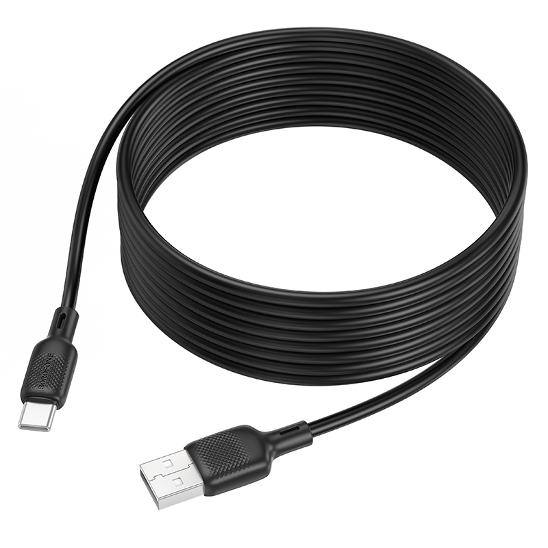 Кабель BOROFONE BX113 Lenny silicone charging data cable Type-C(L=3M) Black Київ - фото 5