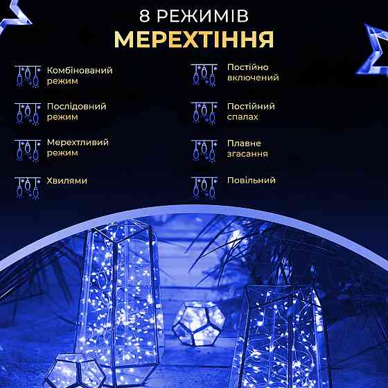 Гирлянда "Роса" на пульті, 200 м, 2000 LED, зелений провід Київ