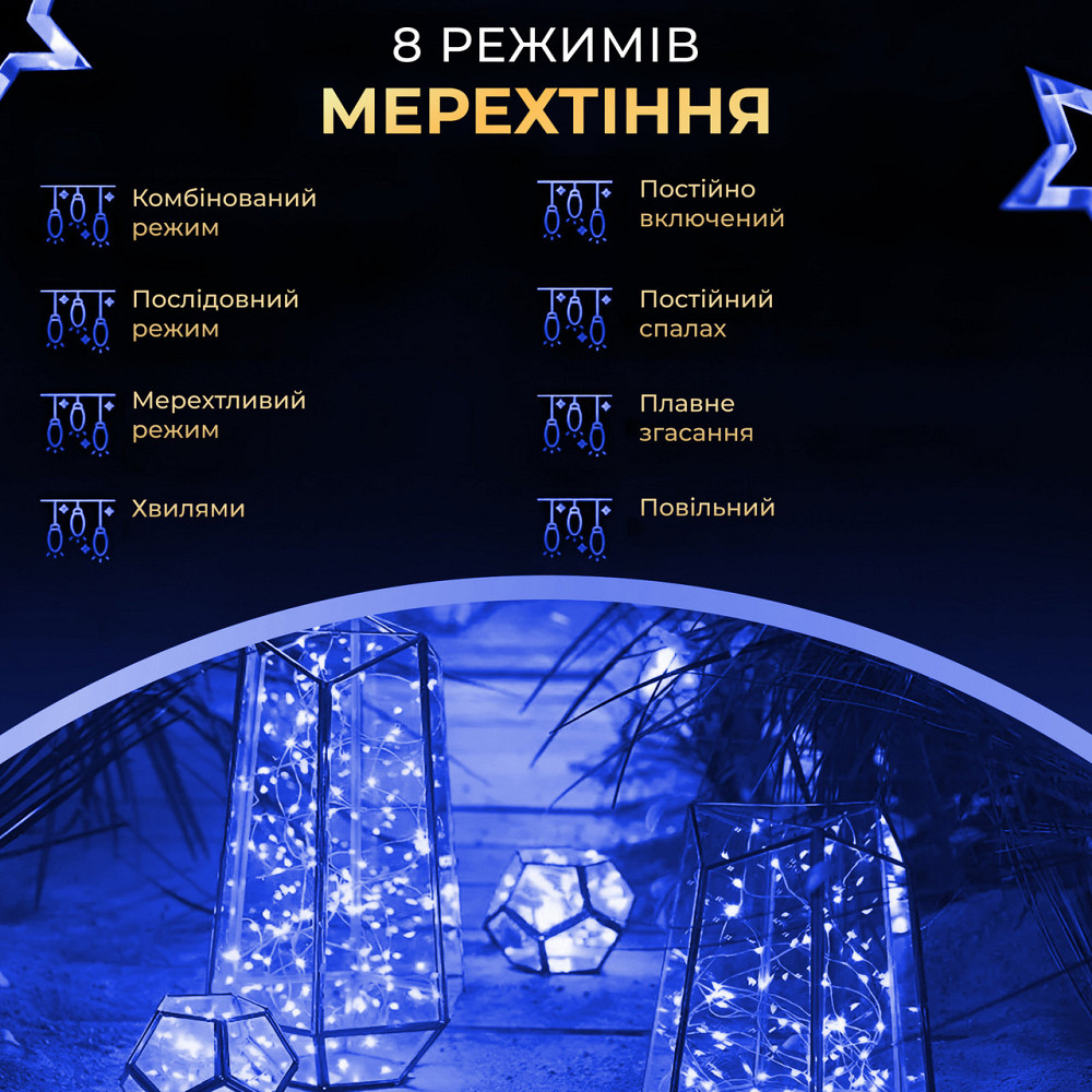 Гирлянда "Роса" на пульті, 200 м, 2000 LED, зелений провід Київ - фото 6