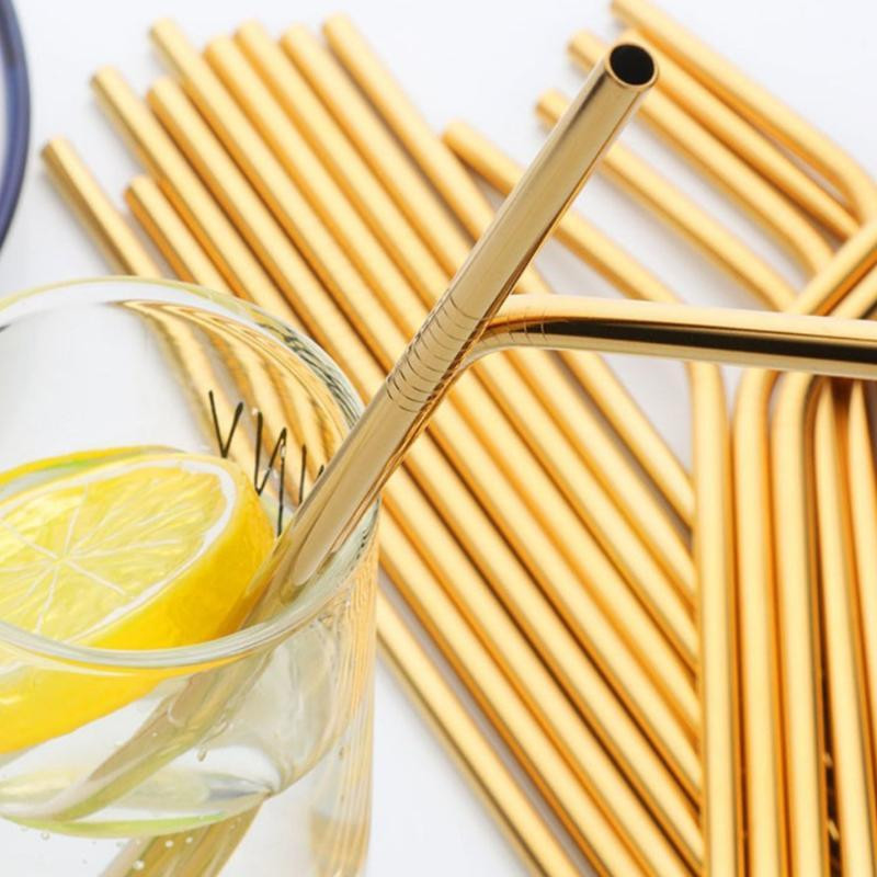 Набор золотистых многоразовых металлических соломинок Киев - изображение 3