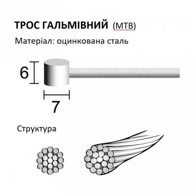 Трос тормозной велосипедный Longus,1,6х1750 мм 43006 Бровары - изображение 2