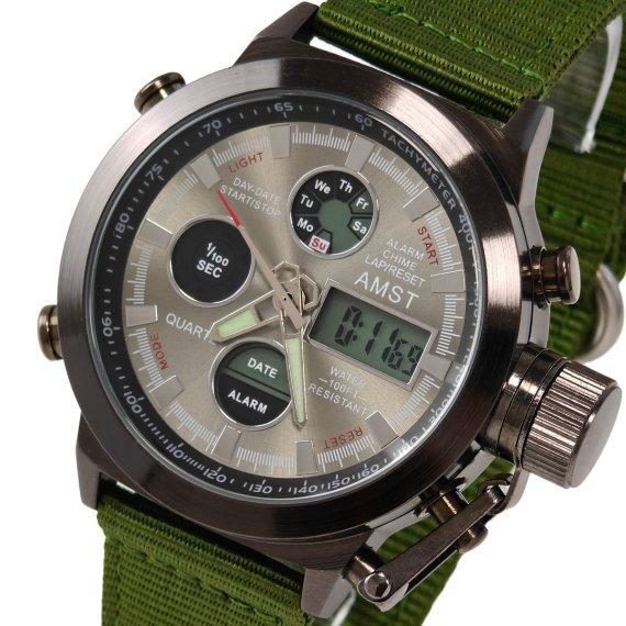 Годинник чоловічий тактичні водостійкий AMST Mountain Green (2 ремінці) Київ - фото 12