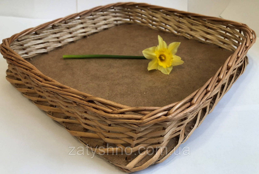 Лоток плетений із лози 30*30*7 Київ - фото 1