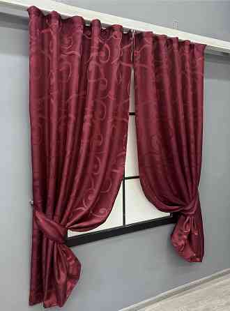 Комплект коротких штор VR-Textil Жаккард № 1533ш Бордовый 130х170 см 2 шт (35-0397) Киев