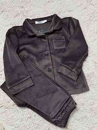 Дитяча велюрова тепла піжама одна кишеня Шоколадний ч/к 110-116 Харків