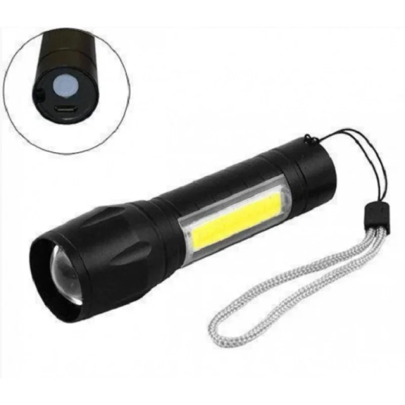 Фонарь ручной BAILONG BL-511 COB аккумуляторный LED с USB зарядкой, зумом и COB подсветкой Одесса - изображение 2