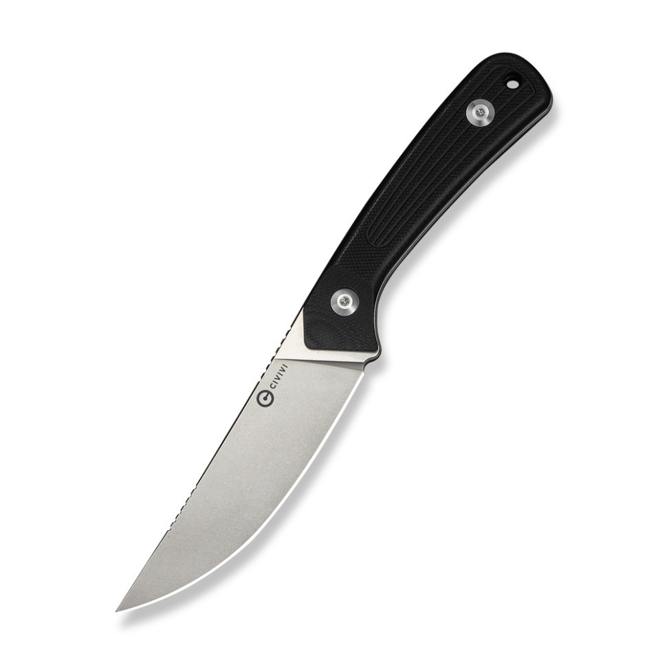 Нож фиксированный туристический Civivive Carveth (9,1 см) AEB-L / G10 черный с чехлом Киев - изображение 1