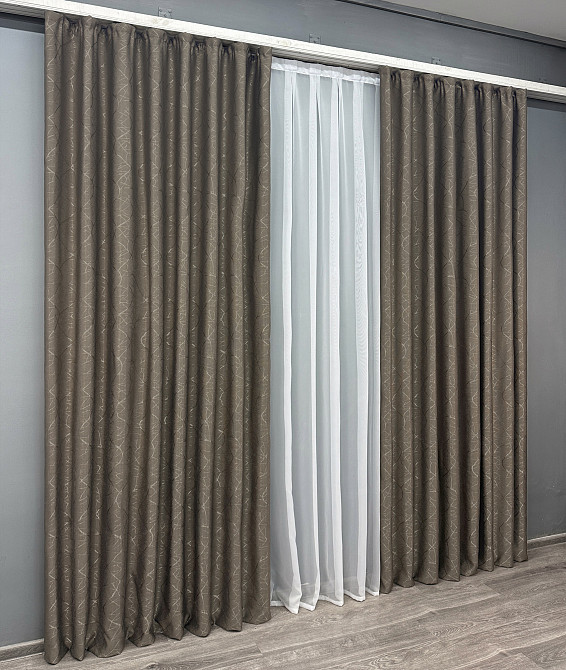 Комплект готових штор VR-Textil Льон Савана № 631ш Какао 150х270 см 2 шт (30-387) Київ - фото 12