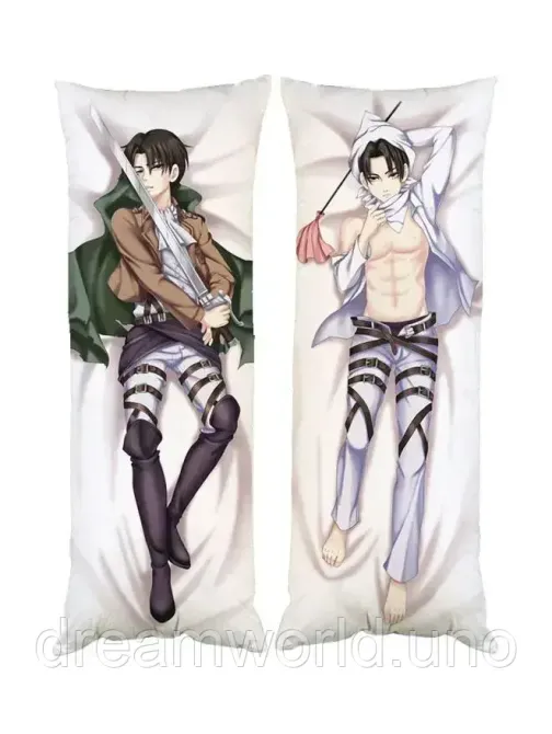 Подушка дакимакура Леви Акерман Атака титанов декоративная ростовая подушка для обнимания двусторонняя 60х200 Харьков - изображение 1