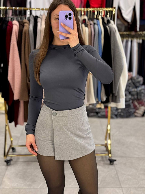 Женская стильная юбка-шорты турецкий кашемир-шерсть. Серый, 44 Одесса - изображение 2