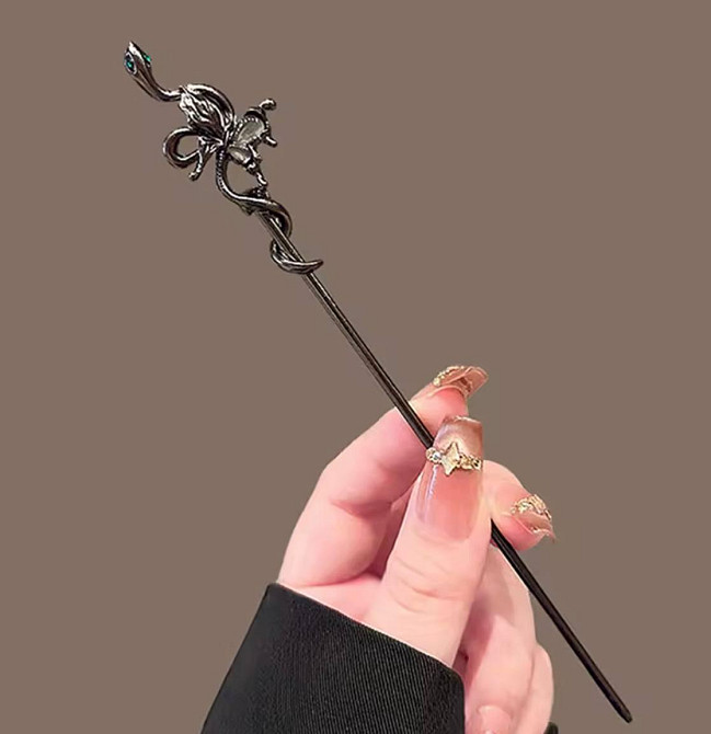 Шпилька для волосся змія металева 18 см, hair stick для пучка, готичний аксесуар у волосся Київ - фото 4