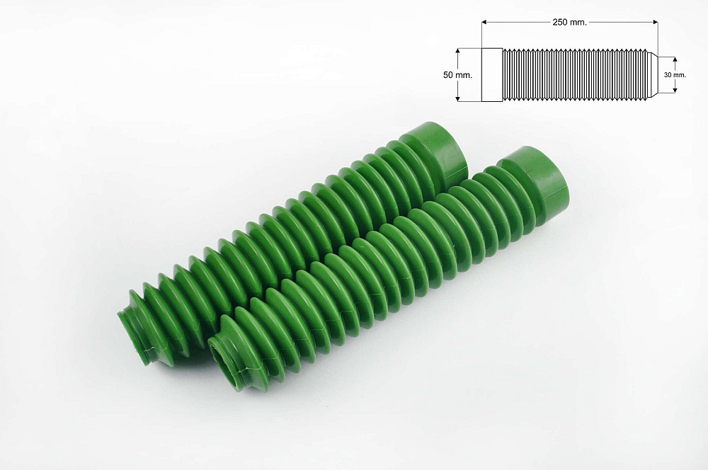 Гофри передньої вилки (пара) універсальні L-250mm, d-30mm, D-50mm (зелені) MZK Київ - фото 1