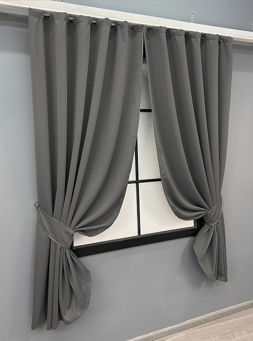 Комплект коротких штор VR-Textil Блекаут Midnight № 1671ш Сірий 140х170 см 2 шт (35-0333) Київ - фото 2