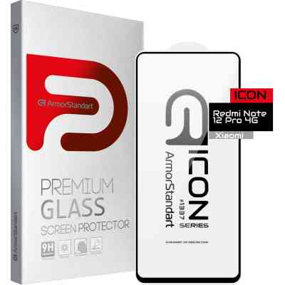 Стекло защитное Armorstandart Icon Xiaomi Redmi Note 12 Pro 4G Black (ARM72596) Винница