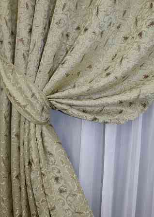 Комплект коротких штор VR-Textil Жаккард № 1585ш Бежевый 145х170 см 2 шт (35-0283) Киев