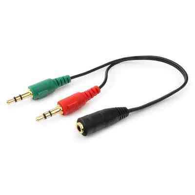 Кабель мультимедийный Jack 3.5mm female 4-pin to 2x Jack 3.5mm male 0.2m Cablexpert (CCA-418) Винница