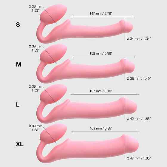 Безремневой страпон Strap-On-Me Rose M, полностью регулируемый, диаметр 3,3см Sex Aura Киев