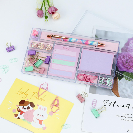 Подарунковий набір канцелярії для навчання, органайзер для офісу, ручка, скріпки, біндери та стікери Кам'янець-Подільський