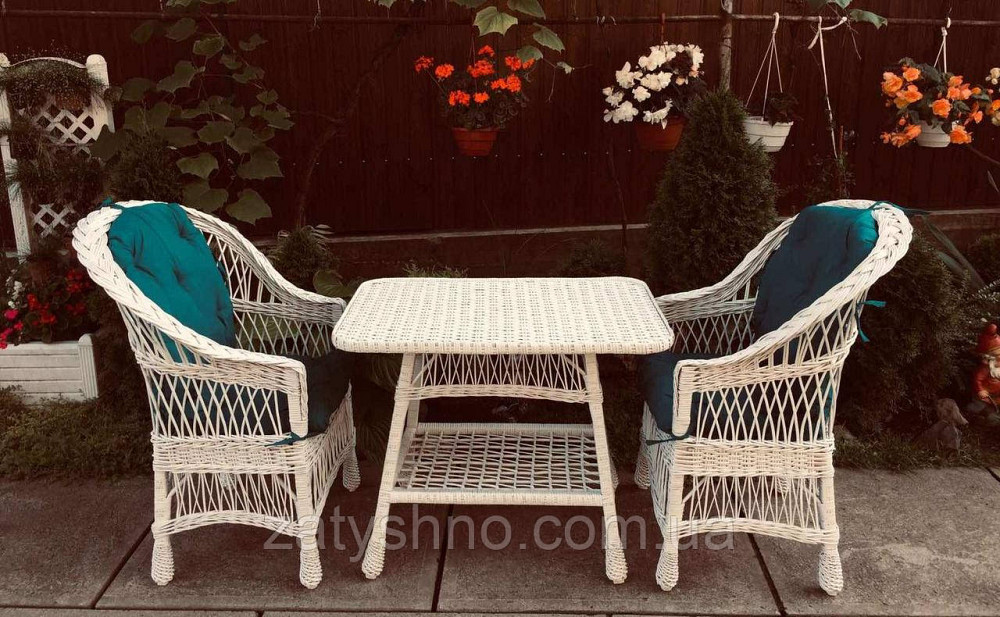 Плетені меблі білі з лози|  Комплект плетених білих меблів | меблі з лози на лоджію Київ - фото 4