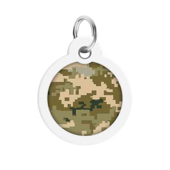 Адресник для собак і котів металевий WAUDOG Smart ID з QR-паспортом, малюнок "Мілітарі", круг, Д 30 мм Вінниця