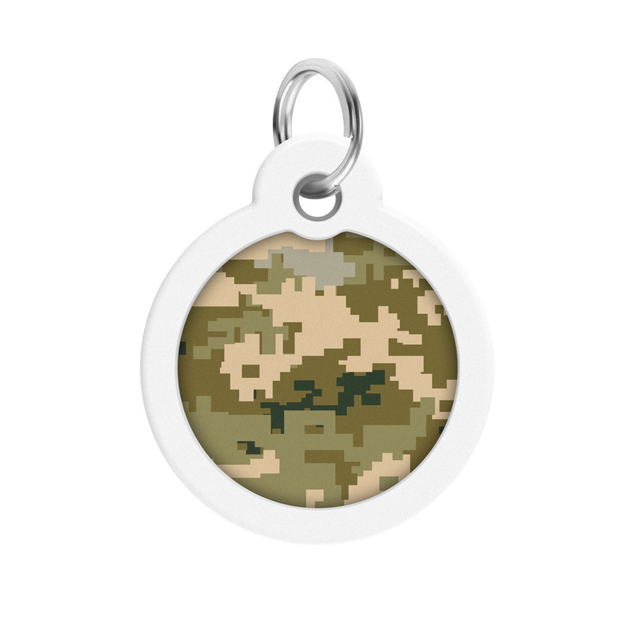 Адресник для собак і котів металевий WAUDOG Smart ID з QR-паспортом, малюнок "Мілітарі", круг, Д 30 мм Вінниця - фото 2