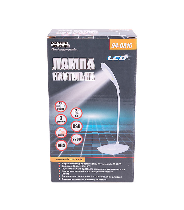 MASTERTOOL Лампа настільна гнучка MASTERTOOL сенсорний вмикач 3 режими 125х100х350 мм COB LED U Киев - изображение 5