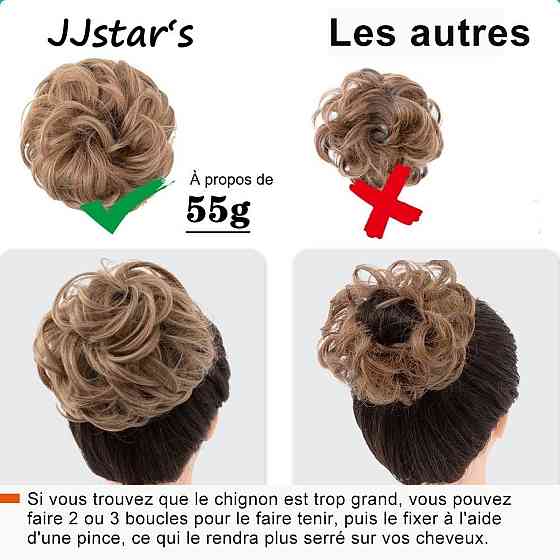 Гумка пучок JJstar Hair Bun Light Blonde Honey великий накладний шиньйон хвилястий штучні волосся для об'єму Київ