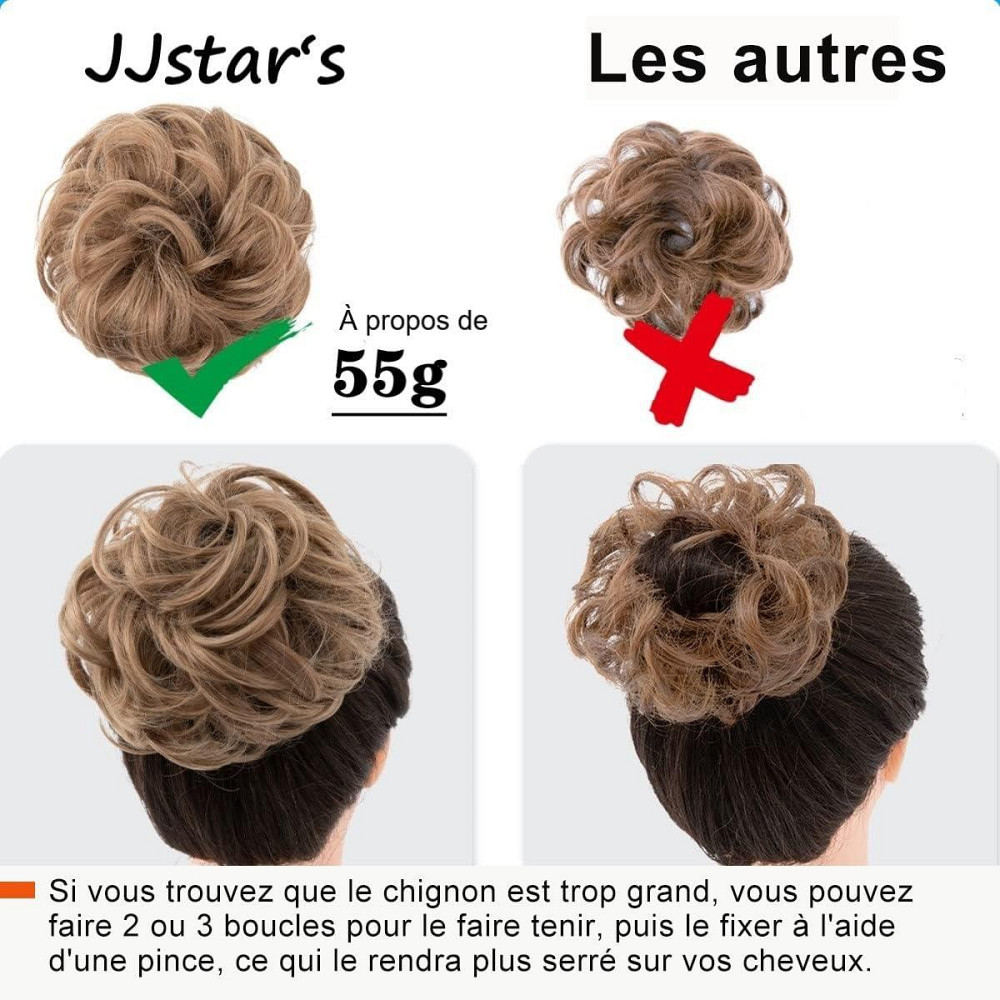 Гумка пучок JJstar Hair Bun Light Blonde Honey великий накладний шиньйон хвилястий штучні волосся для об'єму Київ - фото 3